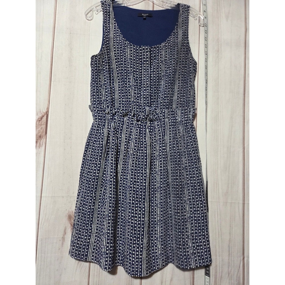 Madewell Womens Dress Size 2 Sleeveless Blue‎ White Patterned Mini Casual